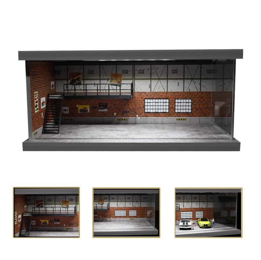 Amazon.co.jp: NUEIOVRW 1/64 ジオラマ カーガレージ モデル LED照明
